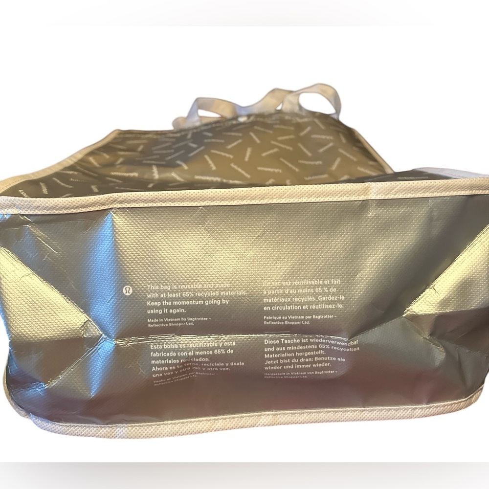 Lululemon Large Reusable Tote Bag Set of 2 Green and Silver - Picture 5 of 8